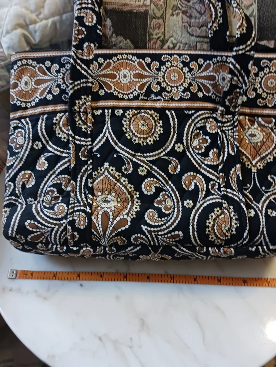 Vera Bradley 2008 Caffe Latte Shoulder Bag, Retired Quilted Cotton Purse - Picture 9 of 11